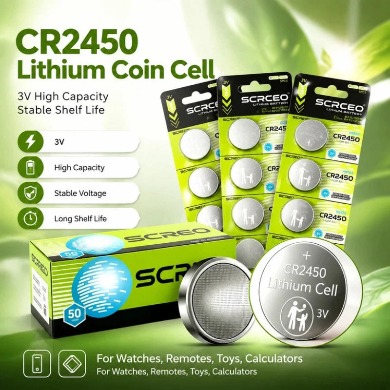 5-100PCS CR2450 3V Lithium Coin Button Batteries DL2450 BR2450 LM2450 ECR2450 for Car Keys Watches Toys Small Electronic Devices