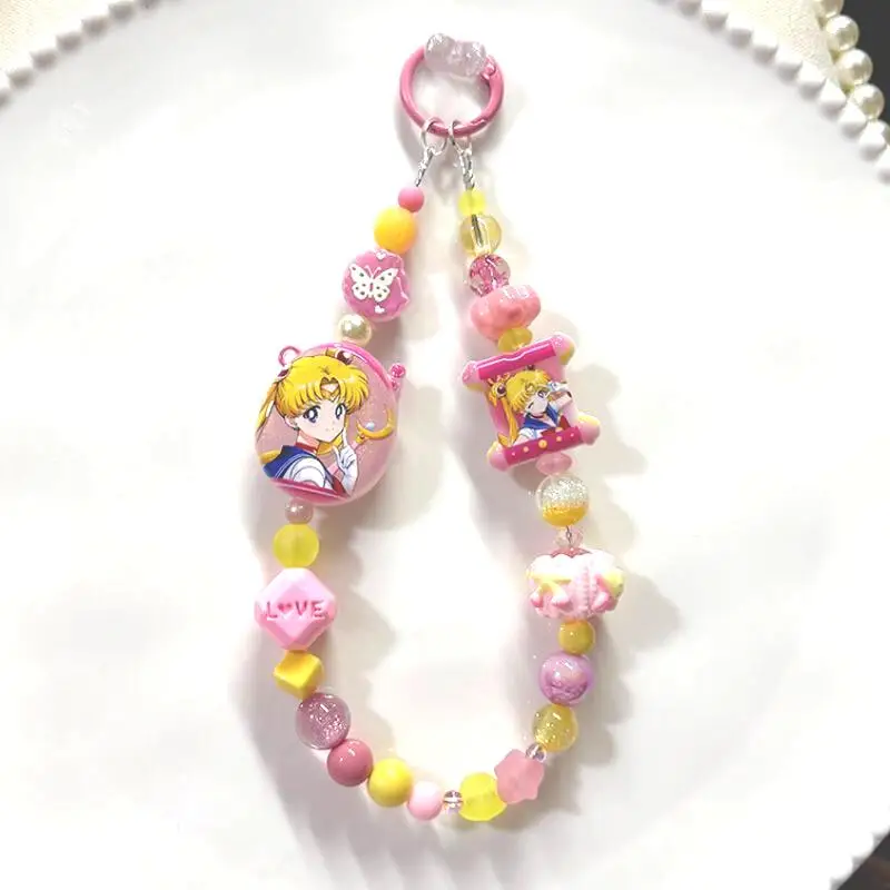 Kawaii Sailor Moon Keychain New Style Multi Functional Beads Backpack Zipper Phone Case Decoration Cartoon Anime Birthday Gift view 4