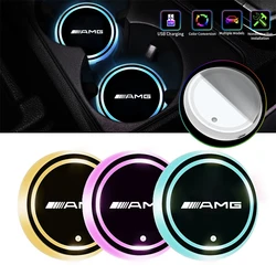 Led Car Cup USB Charging Luminous Coaster For Mercedes Benz AMG W177 W176 X166 X167 C257 C218 X253 C118 C117 H247 Auto Accessory