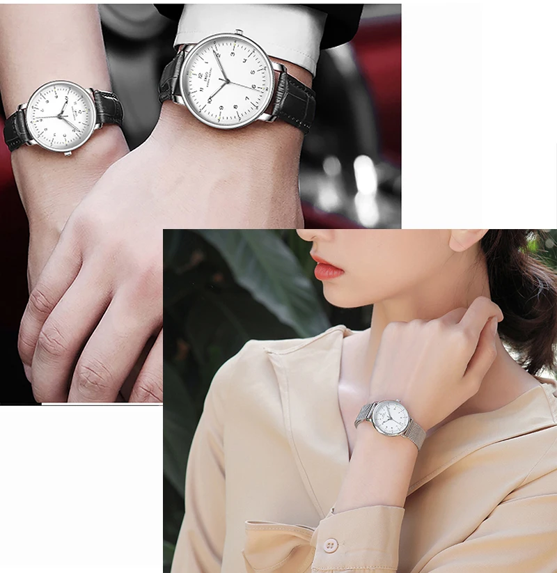 Fashion Couple Watches Set Him and Her Gifts Lover Items Original Luxury Paired Wristwatch Brand Women Wrist Clock Men Present