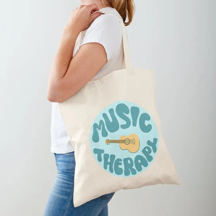 

music therapy circle- teal Tote Bag tote bag university canvas bags canvas shopping bag