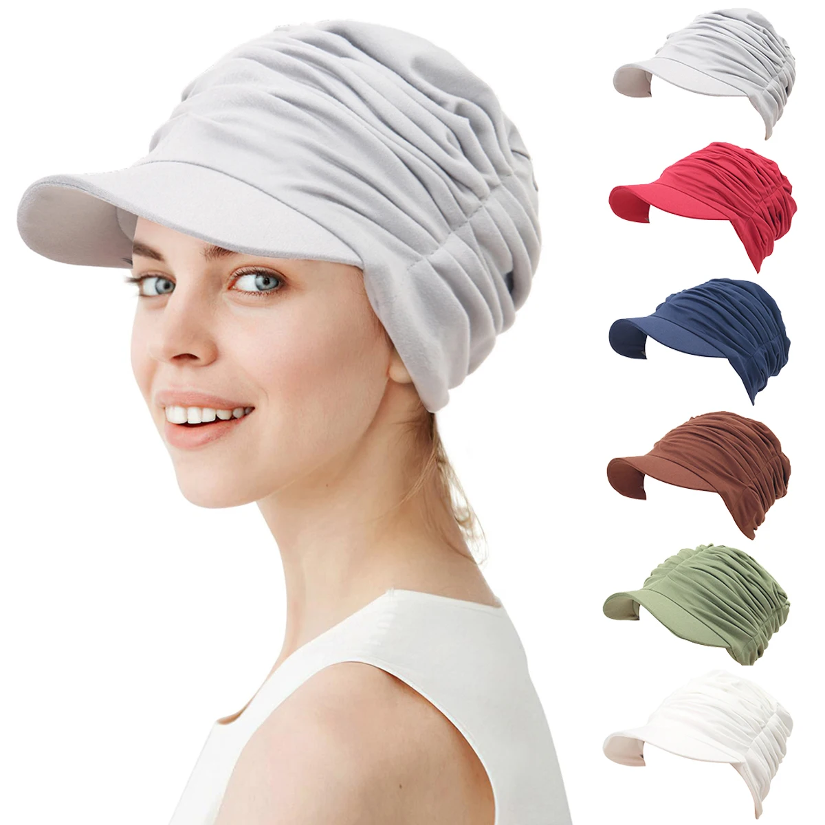 Solid Color Baseball Hijab Cap For Women Bonnet Muslim Sun Hat Scarf Wrap Baseball Caps Trendy Bandana Hijab Bonnet Turban