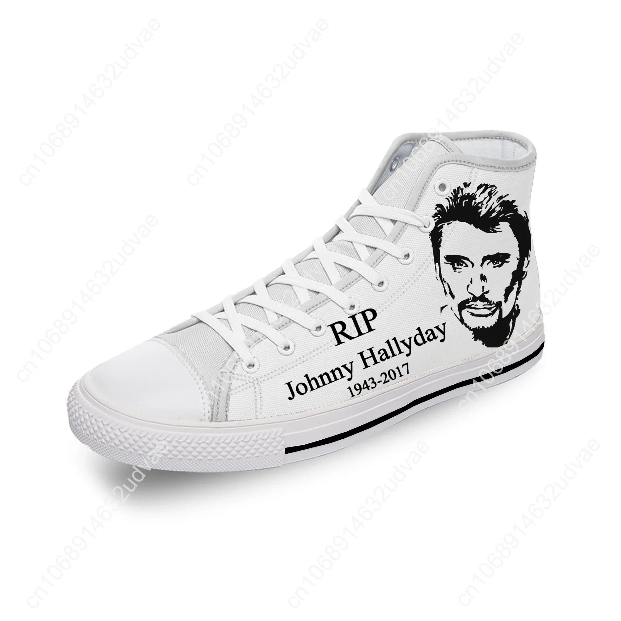 Frech Star Johnny Hallyday High Top Sneakers Mens Womens Teenager Casual Shoes Canvas Running Shoes 3D Print Lightweight Shoe