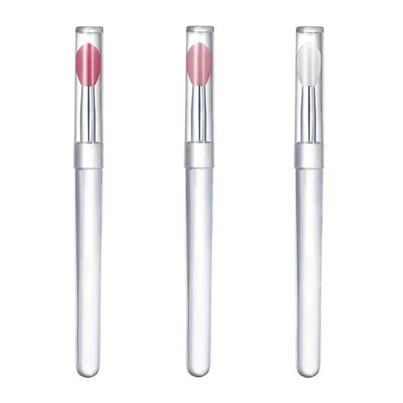 2pcs New portable silicone lip brush with dustproof glitter eyeshadow brush, nail art silicone rub powder brush