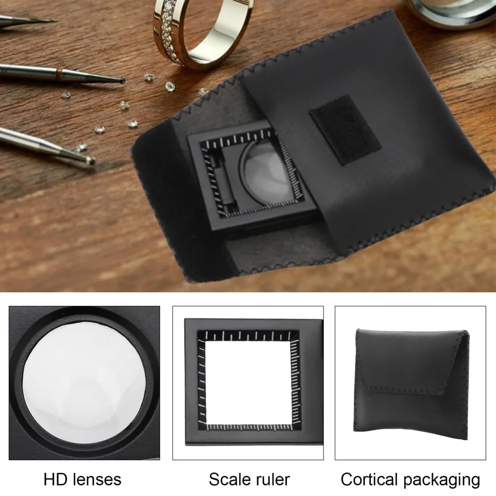 Magnifying Glass 10X 28mm Fold Magnifier Lens Three-Folding Magnifiers Zinc Alloy Pocket Eye Loupe Magnify Glasses With Scale