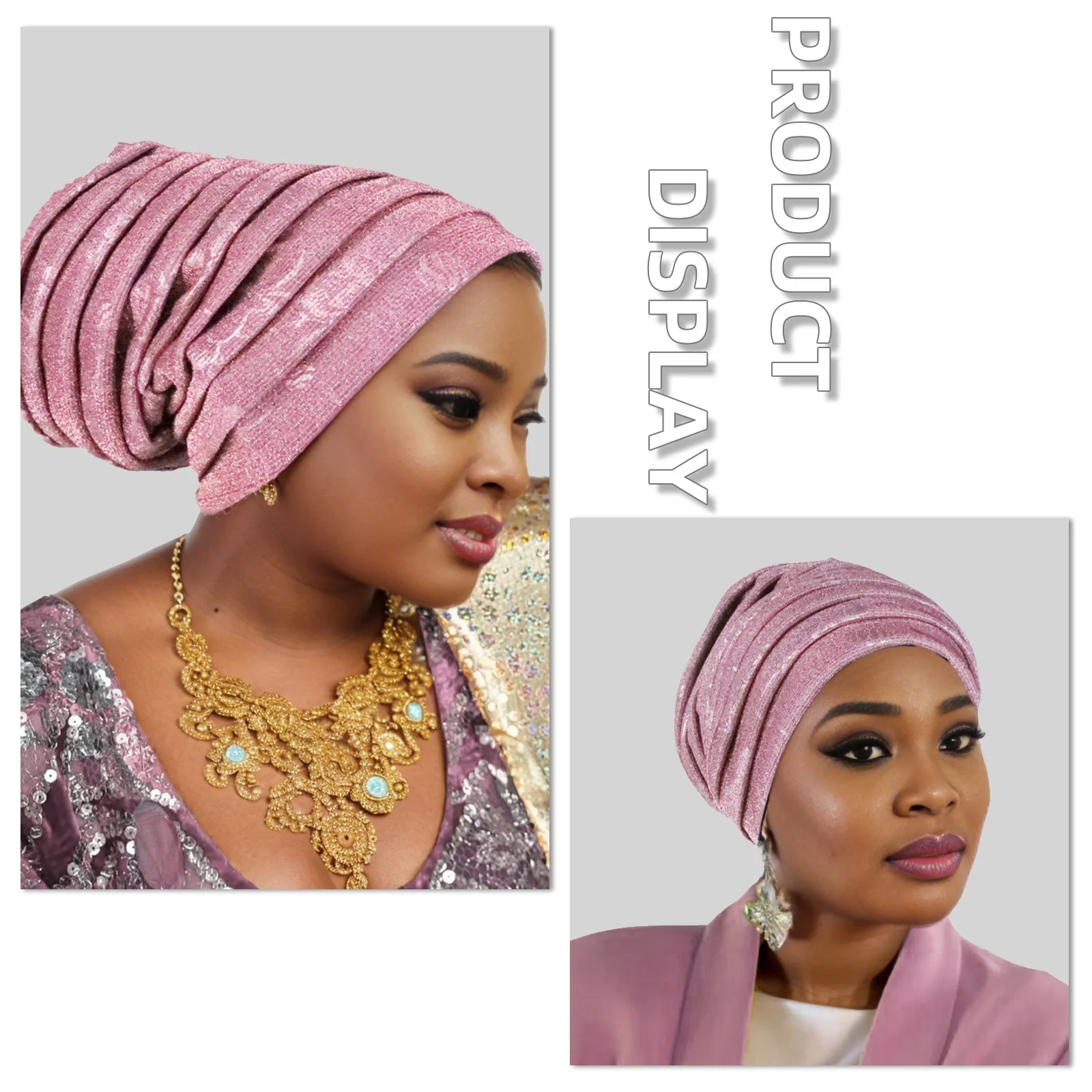 Glitzernde Ganzkörper-Turban-Kappe für Frauen, 2025, Damen-Kopfwickel, muslimisches Kopftuch, Hut, Turbante Mujer, afrikanische Kopfbedeckung – Detail 17