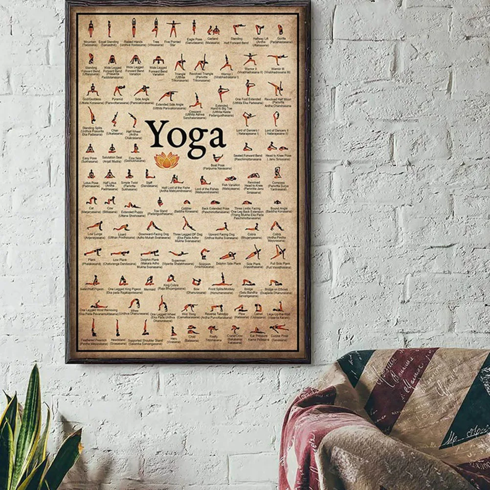 Vintage Yoga Chart Crafted Poster Home Posters Canvas of Poses Pilates Routine Action Picture Exercises Living Room Backdrop