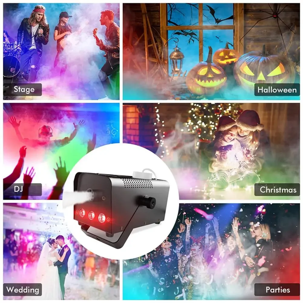 Stage Smoke Ejector ไร้สาย 500W เครื่องสูบบุหรี่ RGB สี LED เครื่องหมอก LED Fogger สําหรับ DJ Party LED Stage Light