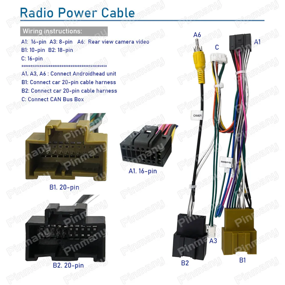 Car OEM Android Radio Cable 16pin Power Wiring Harness with CANBus Connector Socket CAN Bus Adapter OPC5 for Opel Grandland X