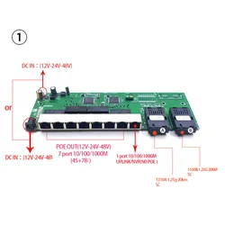 7port 1000M POE12V-24V-48V POE IN12V/24V/48V POE OUT 1 port 1000M uplink/nvr 2port 1.25G 3KM/20KM optical SC