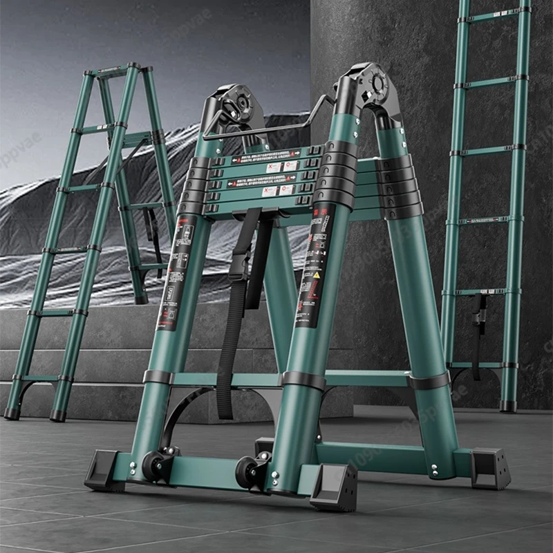 Portable Telescoping Folding Ladder Aluminum Anti Sway Multi Position Step Ladder For Home Renovation Warehouse And Garden Work