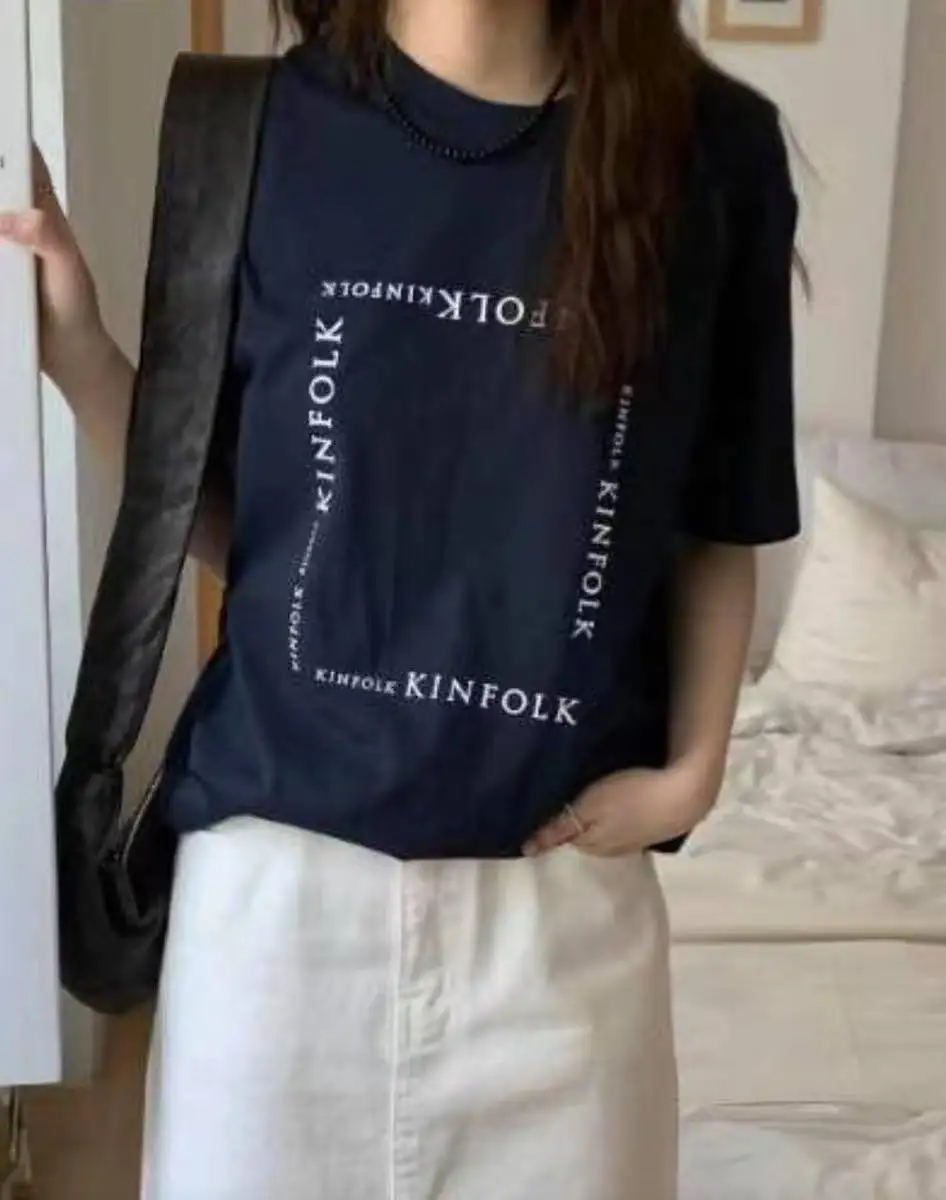 

South Korea 2025 Summer New A RHEE Round Neck Letter Ladylike Temperament Versatile Simple and Fashionable Short Sleeved T-shirt
