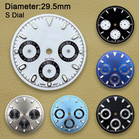 29.5mm S Logo DTN Panda Dial Fit VK63 Movement Green Luminous High-Quality Dial Watch Modification Accessories