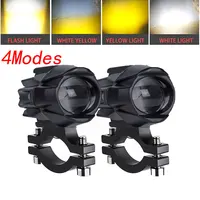 NORGOS 2 uds 4 modos auxiliar motocicleta foco faro LED luces antiniebla 12V 24V para BMW Honda Yamaha Suzuki Hero Italika