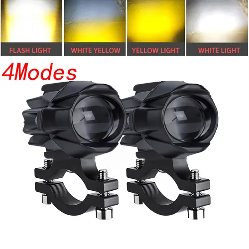 NORGOS 2 uds 4 modos auxiliar motocicleta foco faro LED luces antiniebla 12V 24V para BMW Honda Yamaha Suzuki Hero Italika