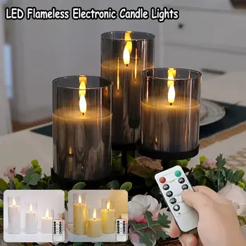 LED無焰蠟燭,帶遙控定時器,逼真閃爍火焰,壓克力材質,電池供電,適用於聖誕節婚禮裝飾 10 最佳銷售 閃爍火焰效果電池燈 - №1