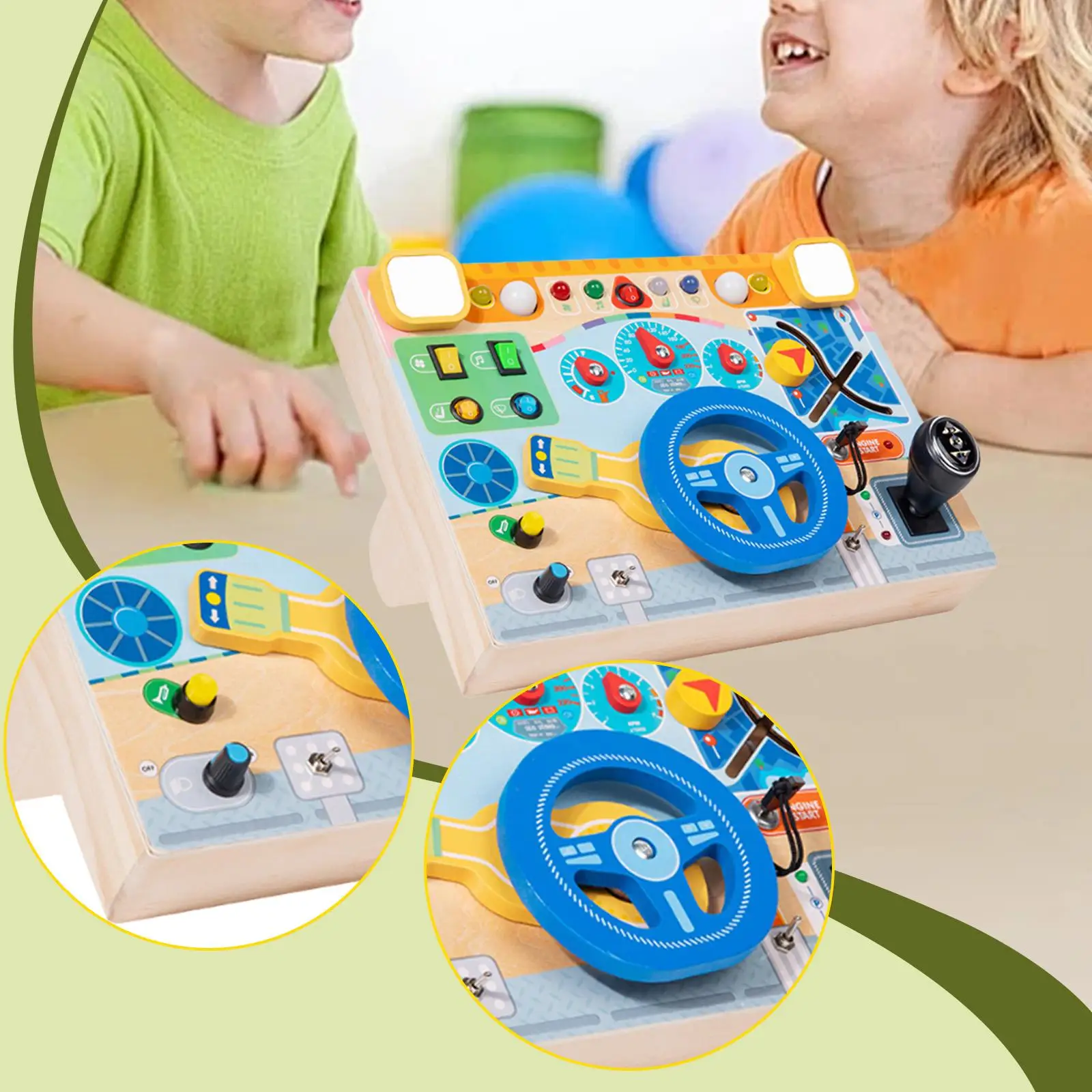 Volante de carro brinquedo habilidades motoras aprendizagem precoce ocupado placa brinquedo viagem com interruptor luz para crianças pré-escolar presente aniversário