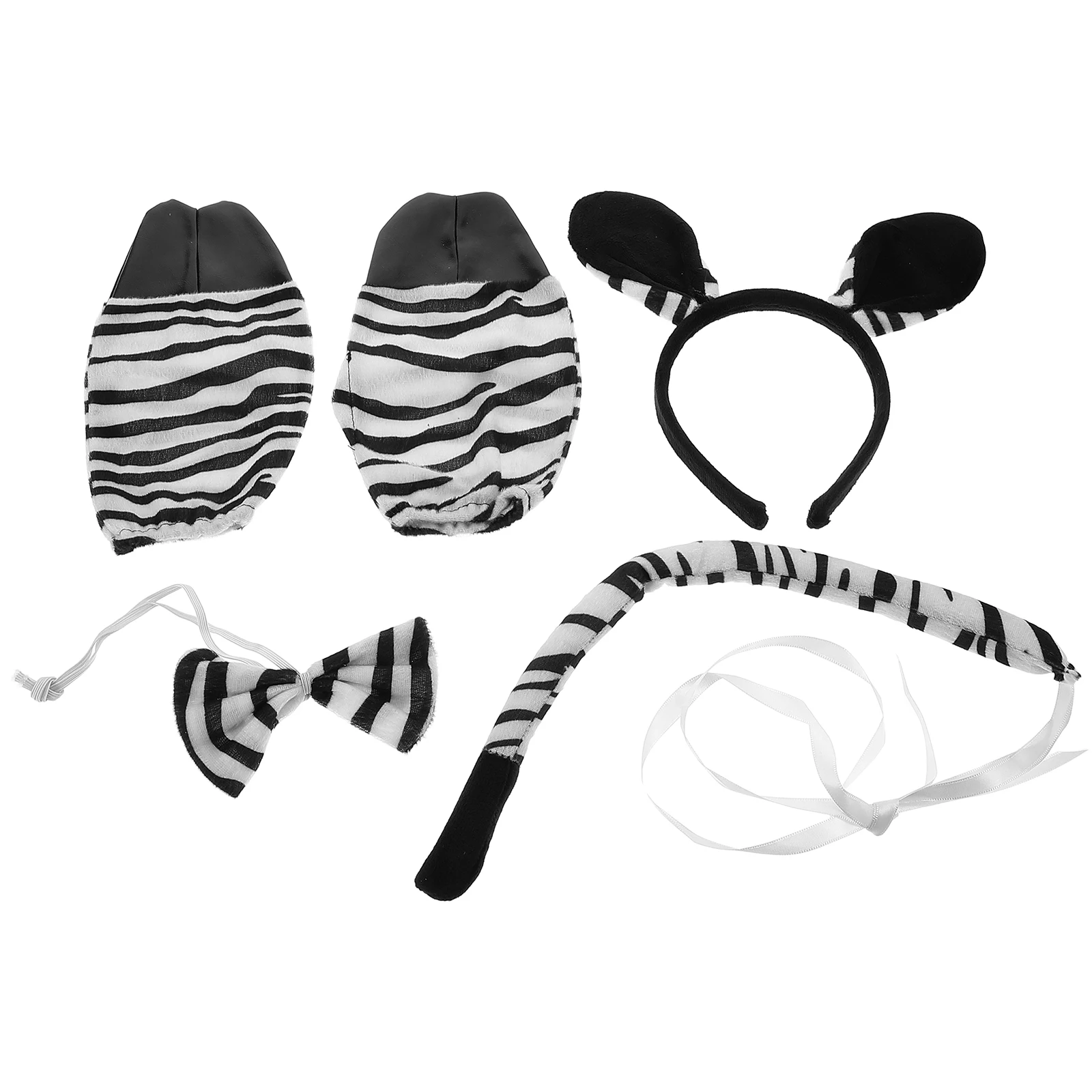 

1 set 1 Ears Headband Tail Set For Halloween Party Cosplay Kids Women Zebra Ear Costume Accessory Animal Headpiece Lightweight