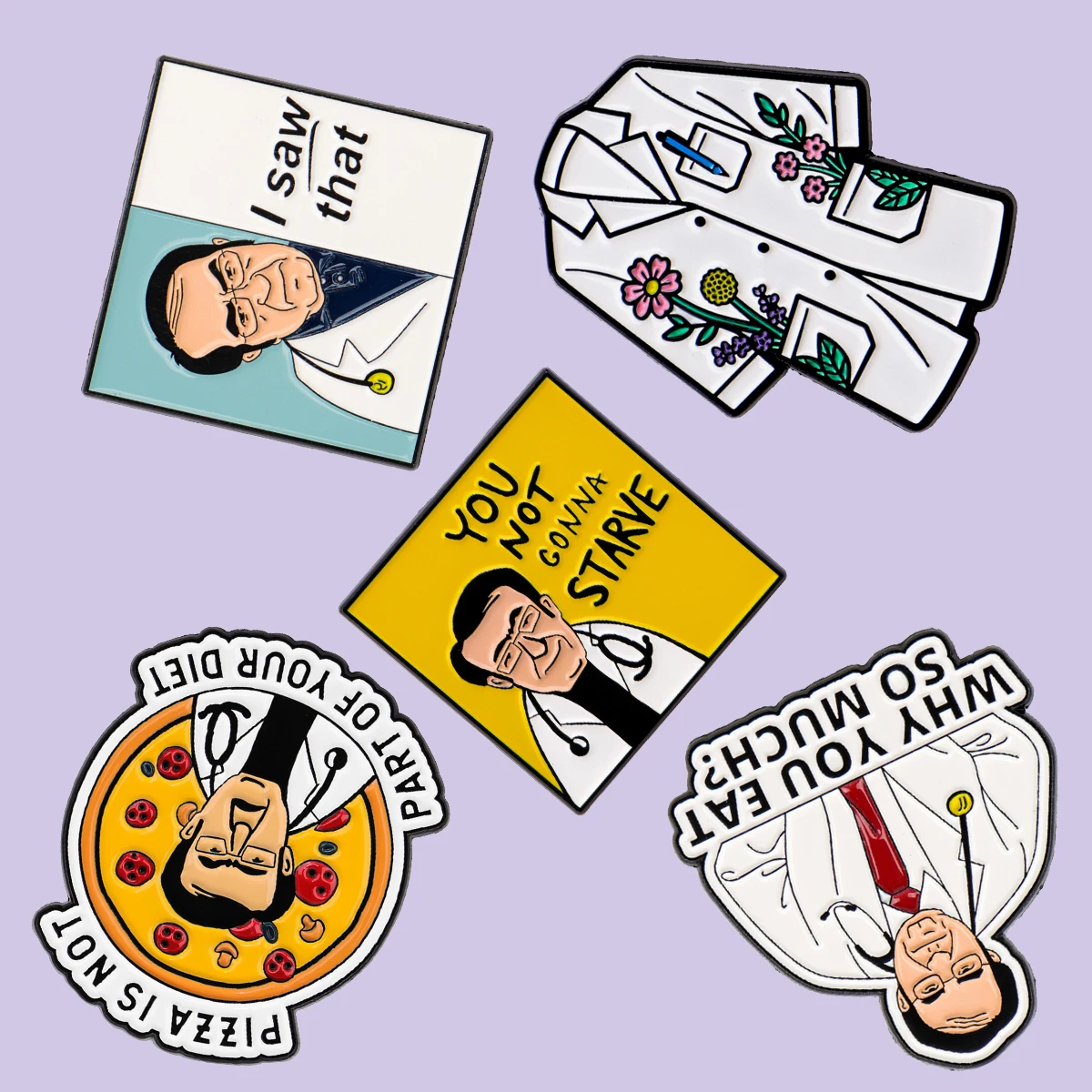 

5pcs/set Serious Doctor Enamel Pin Quotations Brooches For Lapel Pins Badge on Backpack Cloths Accessories Fashion Jewelry Gifts