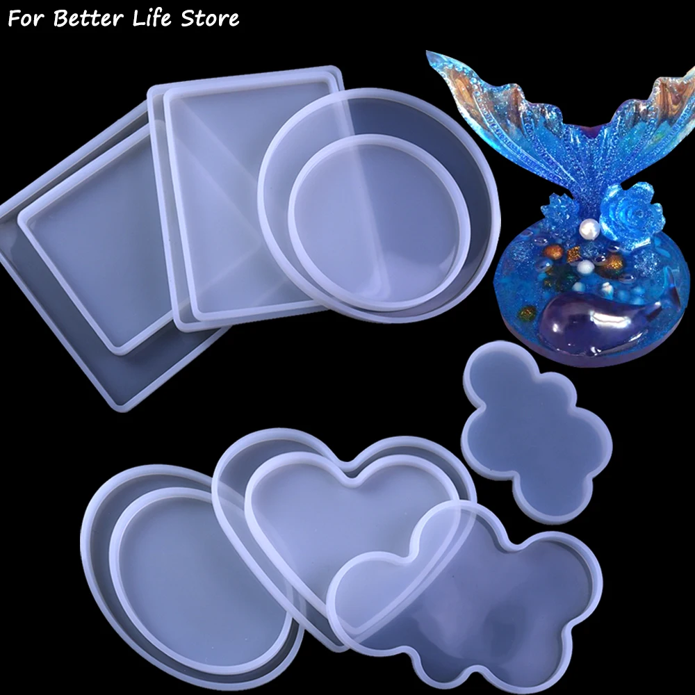 For Better Life DIY 1Pc Transparentl Coaster Tray Silicone Mold Clear Resin Epoxy Casting Mould Craft Ornaments Home Decorations