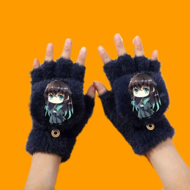 شيطان القاتل أنيمي شخصية كامادو تانجيرو Nezuko Inosuke Zenitsu قفازات الوجه للأطفال طلاب المرحلة الابتدائية ركوب الدراجات قفازات دافئة