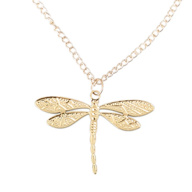 Sophisticated Women's Dragonflies Pendant Necklace Fashionable Charm Necklace with Zircon Detailing Chain Included Dropsale