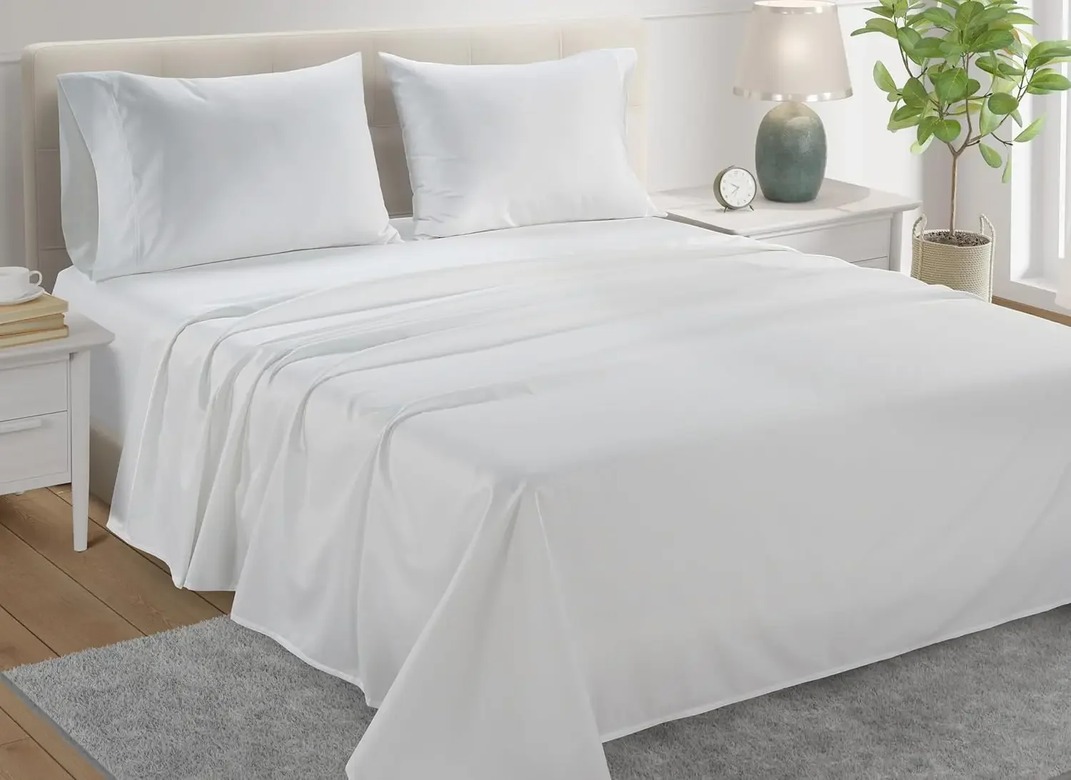 Katoenen lakens voor queensize bed, gecertificeerd 800-draadt queensize lakenset, luxe satijngeweven katoenen queensize laken