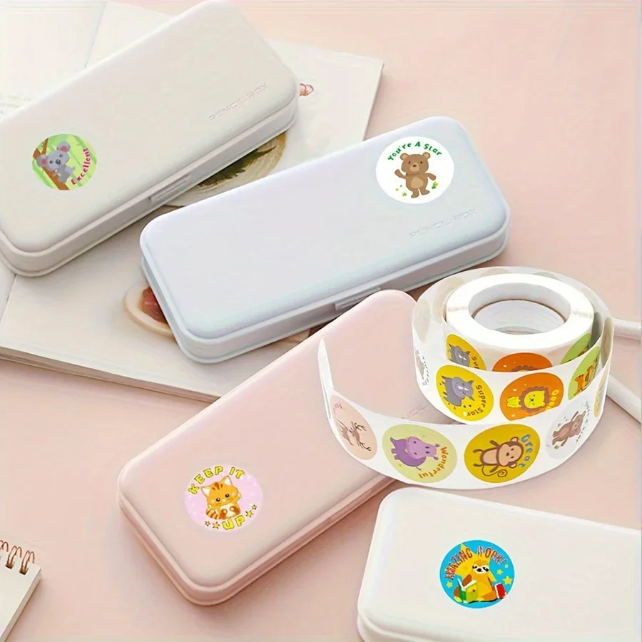 500 قطعة/لفة ملصقات المكافآت الحيوانات اللطيفة تشجيع ملصقات دولفين البطريق الباندا القرد ملصقات دائرية الآباء المعلم JXB #3