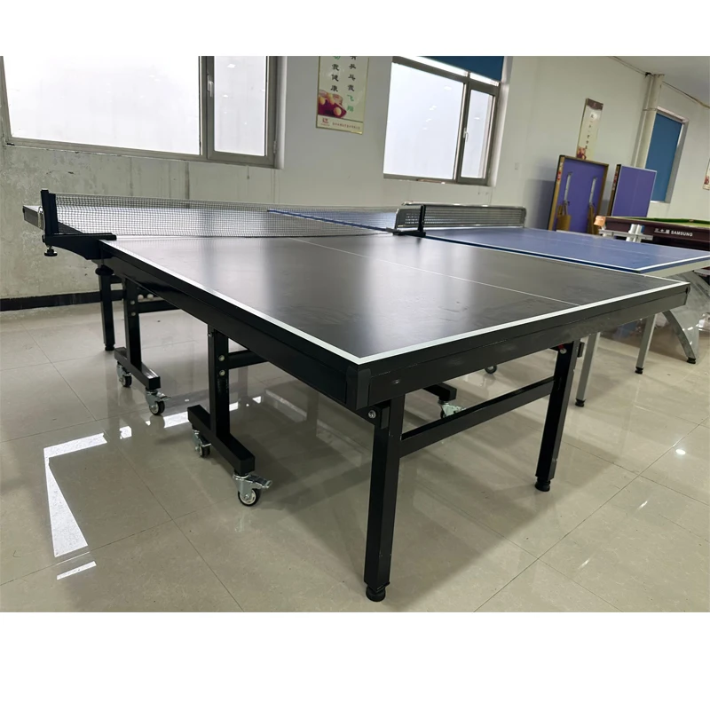 High Quality Foldable Tournament-Grade Table Tennis Table with Wheels 18mm Board Blue PINGPANG Table Exported