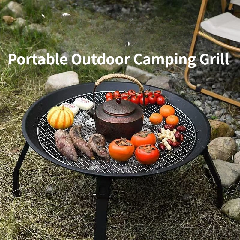 Portable Charcoal BBQ Grill Compact Outdoor Cooking Smokeless Barbecue Grill for Camping Backyard Picnics Family Gatherings