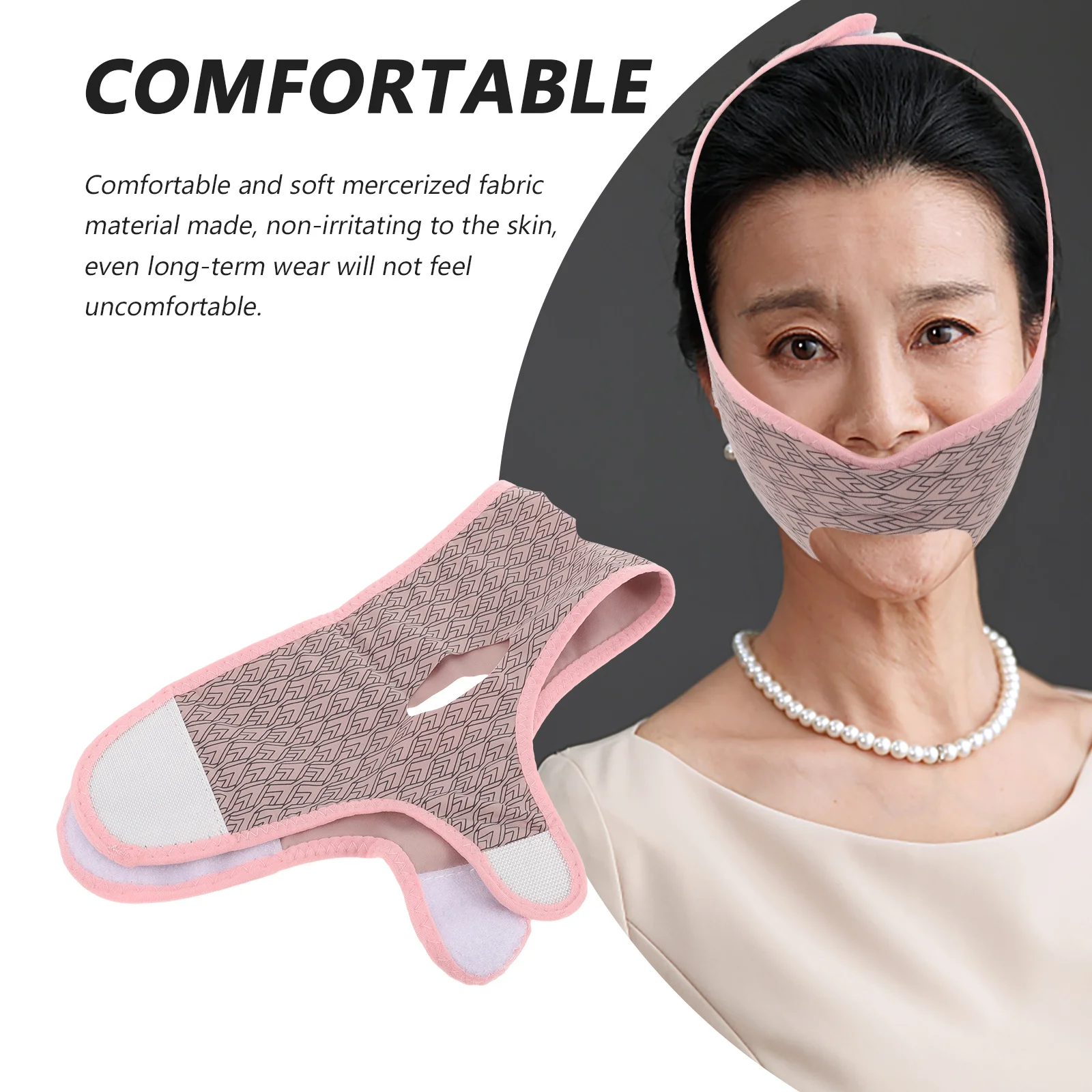 二重あご用チンストラップ ソフトマーセライズド生地 フェイススリマー フェイスリフティングストラップ 女性用たるみ肌引き締め