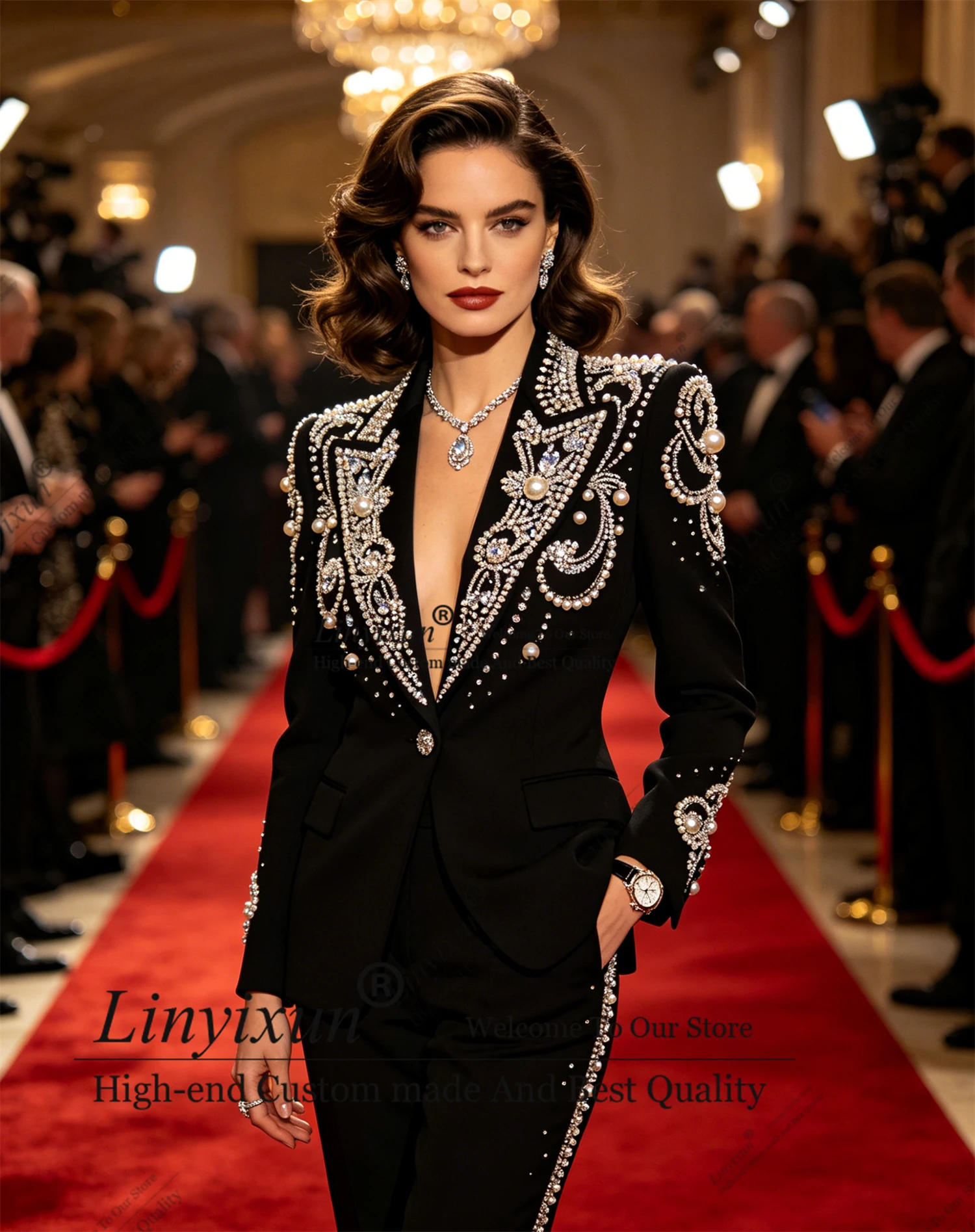 Shiny Beasded Crystals Women Suits For Wedding Single Breasted Slim Fit 2 Pieces Sets Bride's Dresses Customized пиджак женский