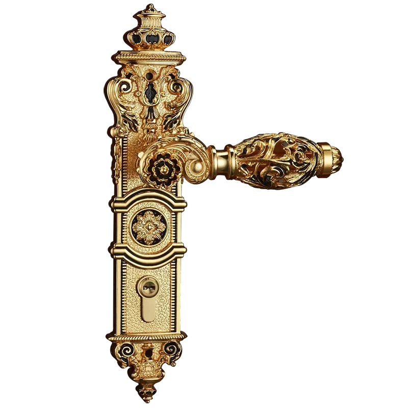 85mm All Copper Hollow Out Mute Door Lock Indoor Wooden Door Lock Handle Room European Luxury Style Villa