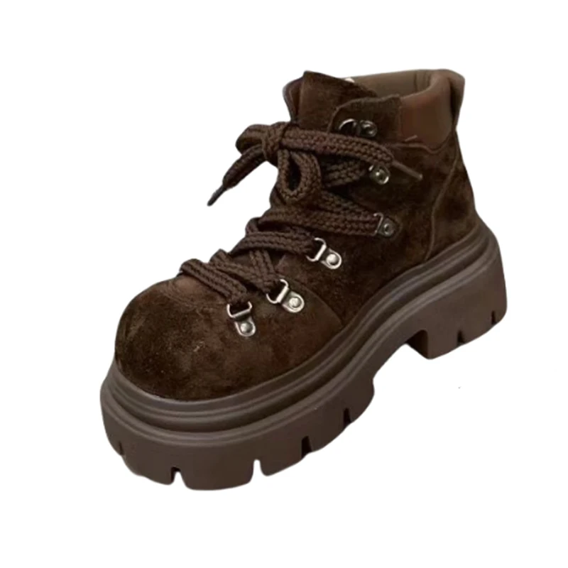 الشقق حذاء من الجلد للنساء منصة أحذية مصممين الدانتيل يصل موضة الشتاء الثلوج الأحذية 2025 جديد الجلد المدبوغ دافئ تشيلسي بوتاس دي موهير