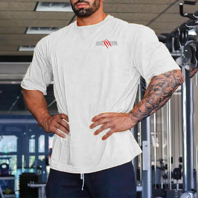 New Summer Oversized T shirt Men Gym Bodybuilding Fitness Loose Casual Lifestyle Wear T-shirt Male Streetwear Hip-Hop Tshirt