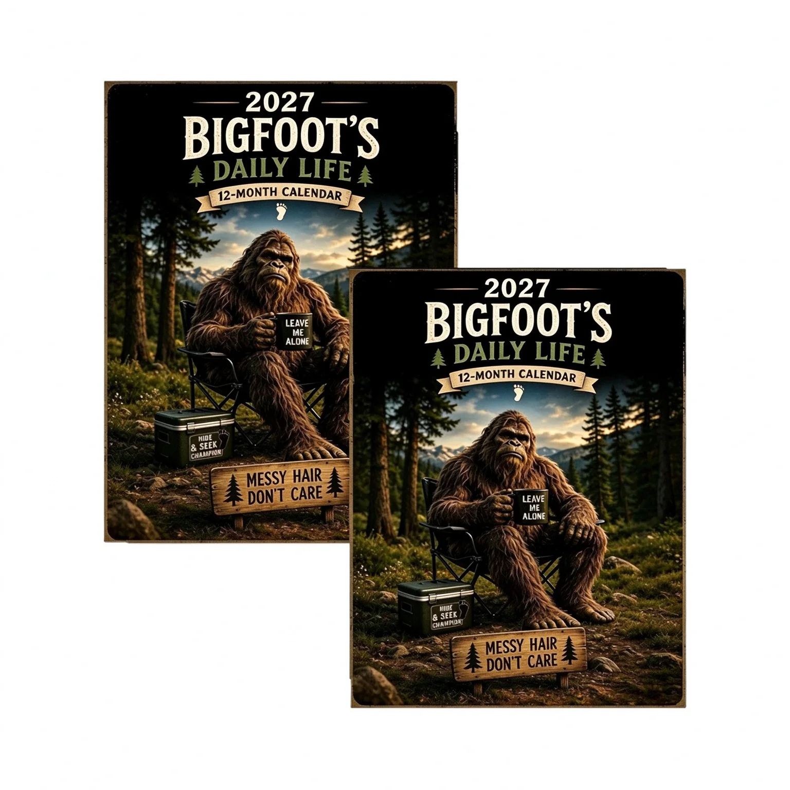 Bigfoot Daily Life Calendar 2027 Funny Sasquatch Quotes Wall Calendar Anti Social Humor Gift for Introverts