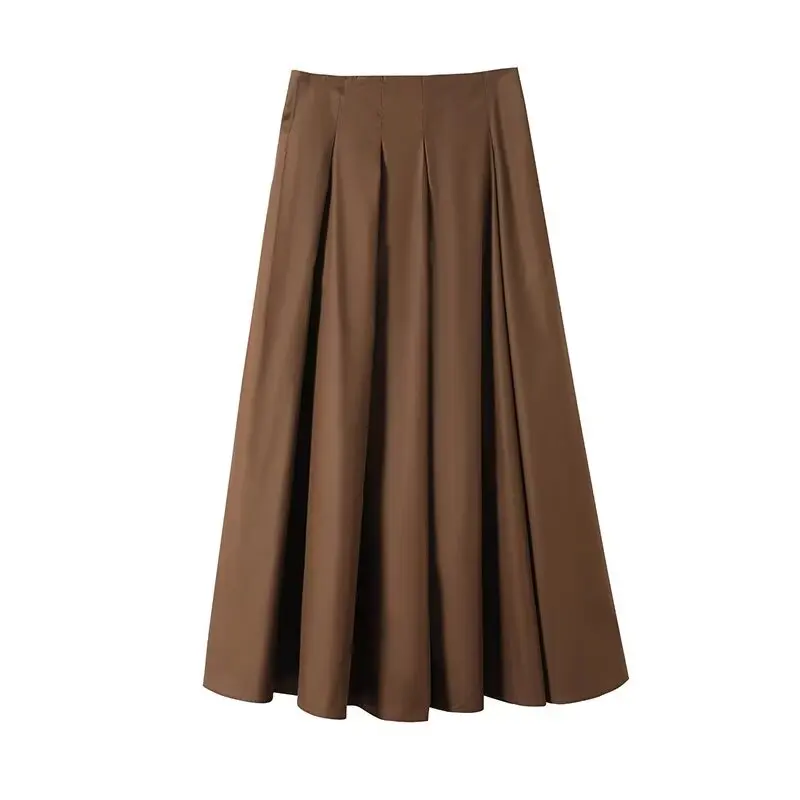 

2025 WOMAN Fashion European and American Style Autumn New Pleated Skirt Chic Side Zipper A Edition Casual Skirt Mujer