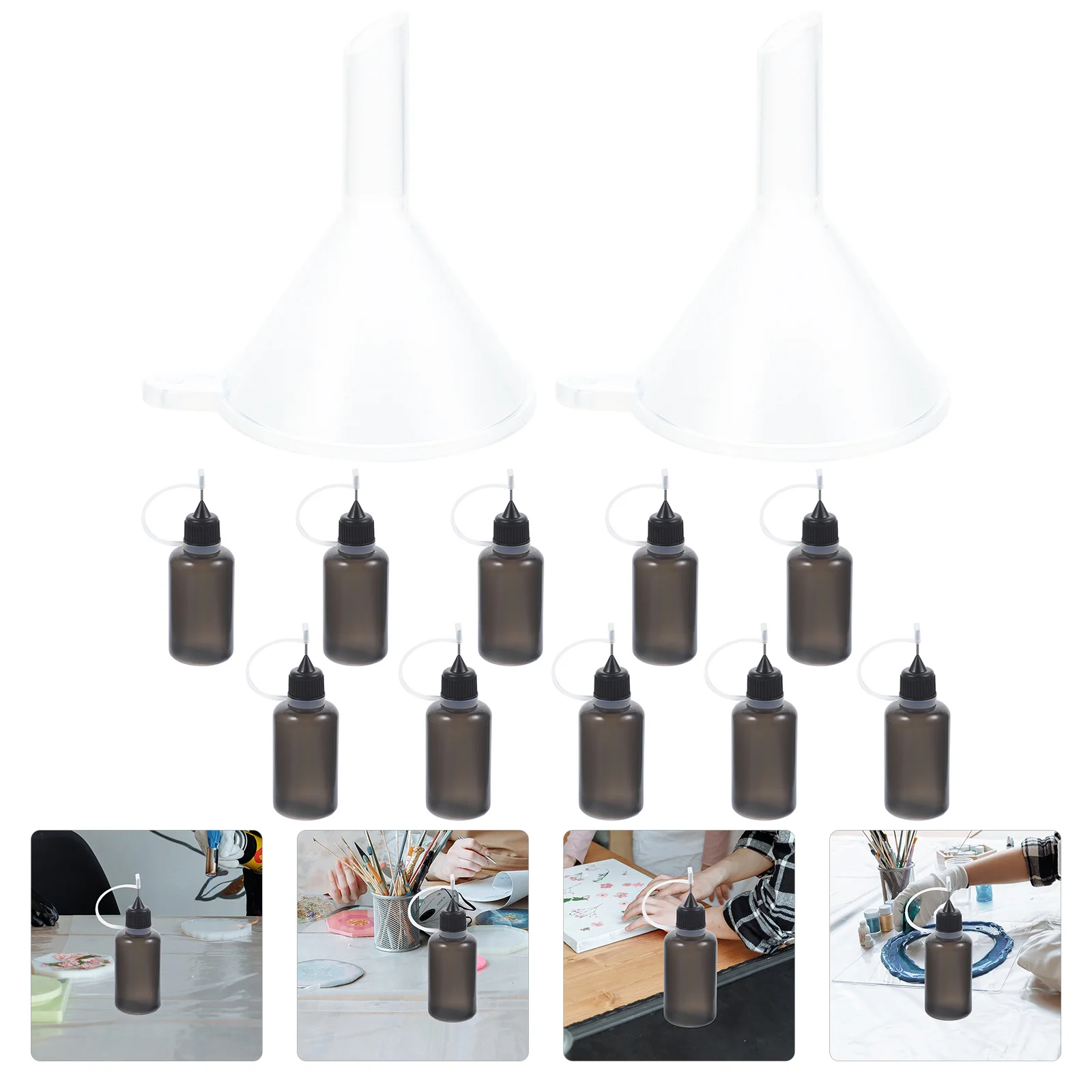 

10 Pcs Glue Bottle Hair Oil Applicator Dropper Plastic Flask Funnel for with Fine Tip
