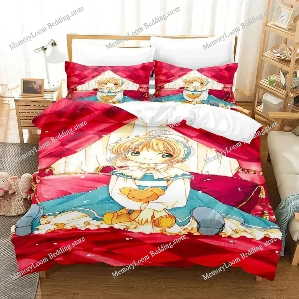 Home Textile Cartoons Cardcaptor Sakura Cover Duvet Cover Pillow Case Boy Girl Polyester Bedding Set King Queen Twin Size