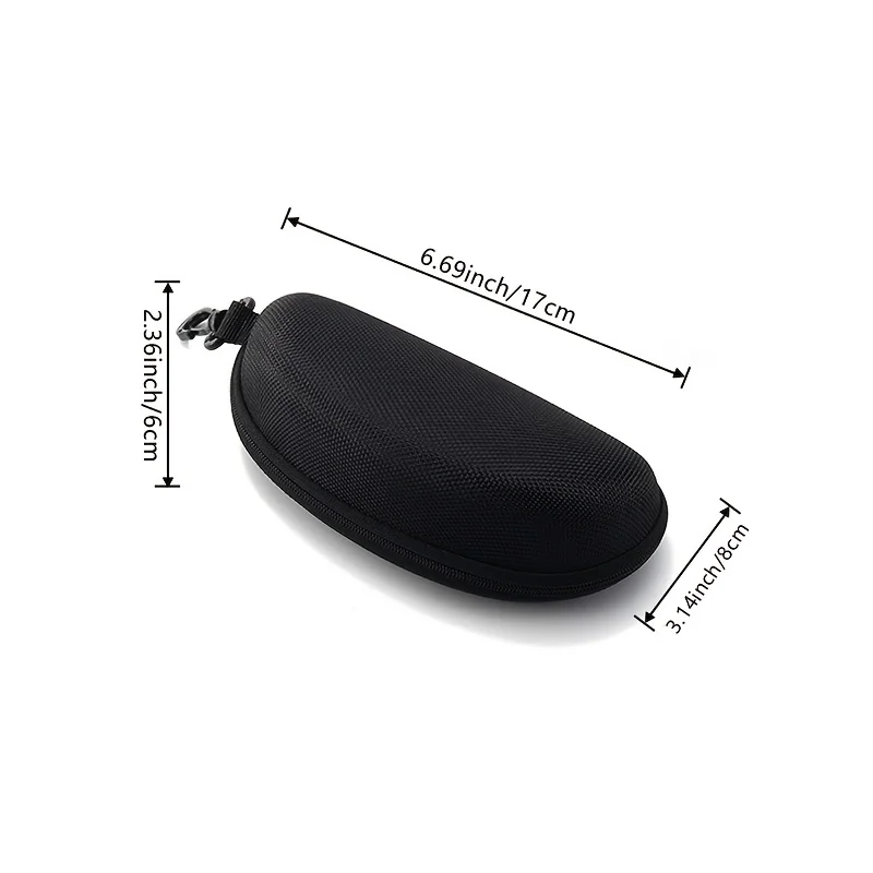12pcs/1pcs Black Portable Zipper Carabiner Sunglasses Case Protector Box Hard Eye Glasses Case Travel Pack Glasses Case