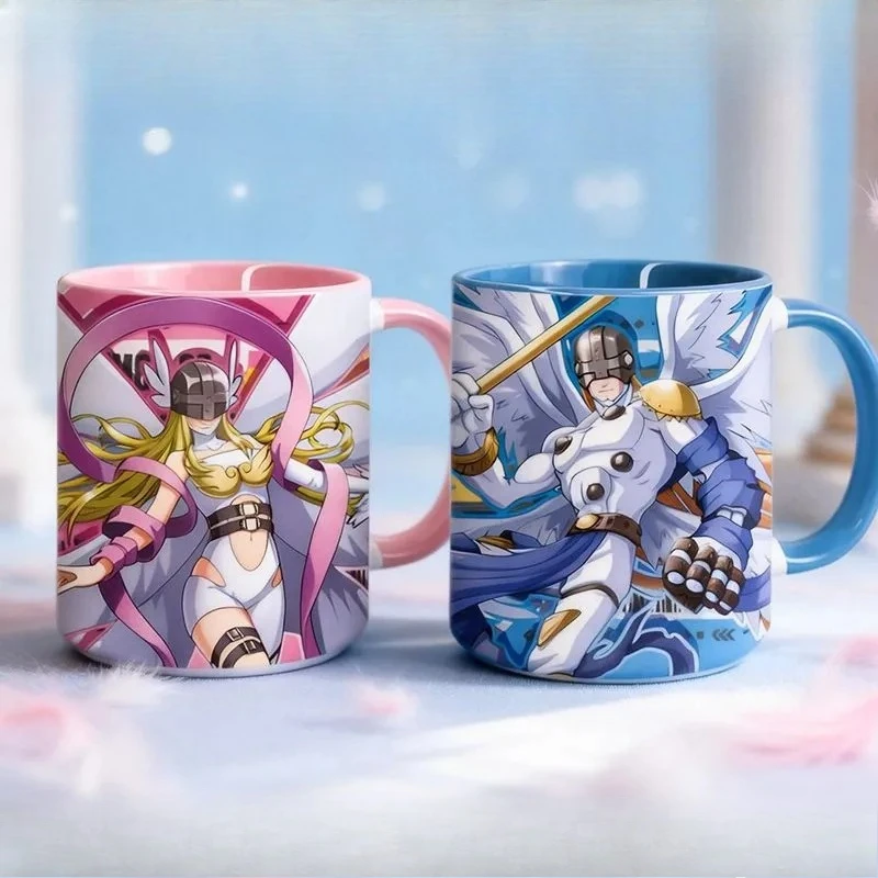 

New Digimon Adventure Angewomon Angemon Cartoon Peripherals High-value Ceramic Water Cup Home Office Afternoon Tea Coffee Cup