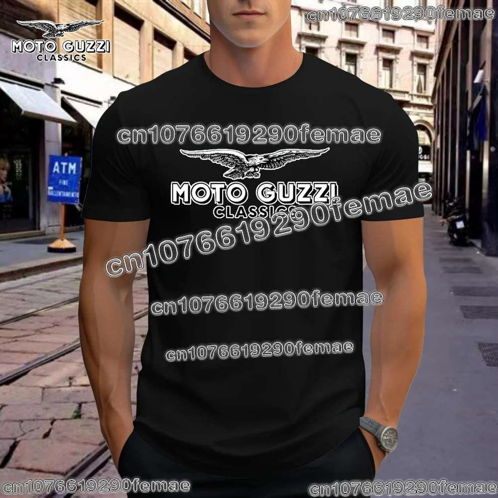 

Классическая футболка из чистого хлопка в стиле винтажного мотоцикла Moto Guzzi, удобная повседневная одежда для любителей мотокультуры