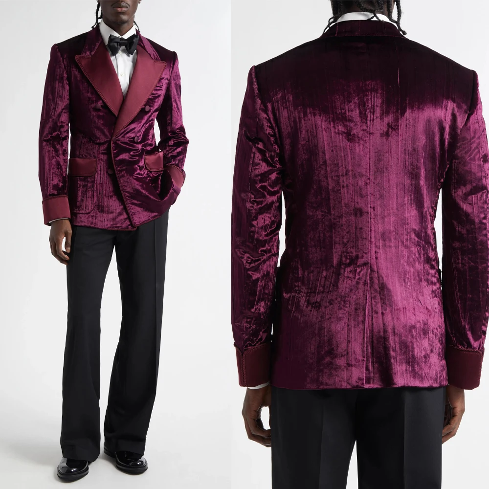 

Classic Men's Suit Slim Fit 2 Pieces Jacket Pants Fashion Double Breasted Peak Lapel Special Occasion Male Clothing Customized