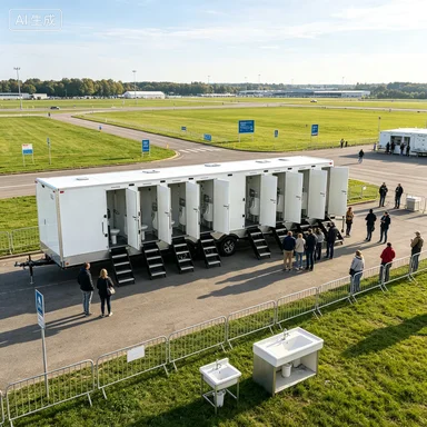 Commercial Multi Station Mobile Restroom Trailer Portable Toilet Cart For Big Event Camping Construction Site