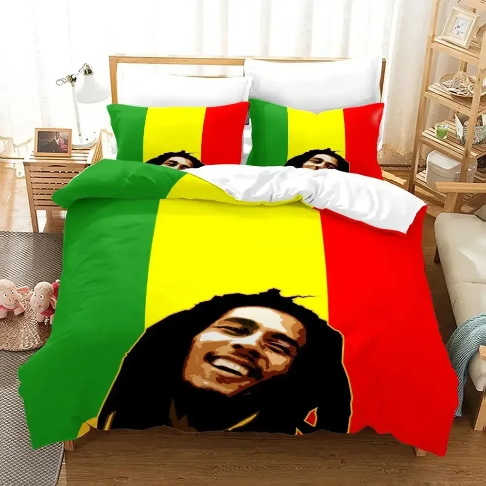 Bob Marley Duvet Cover Sets Music Legends Jamaica Singer Bedding Set Print With Pillowcase Soft Single Double Queen King Size