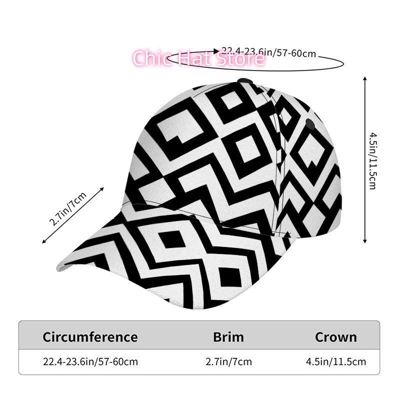 1pc Funky Geometric Zigzag Print Baseball Cap - Lightweight Adjustable Snap Closure Duckbill Hat Suitable for Casual Outfits, Pa
