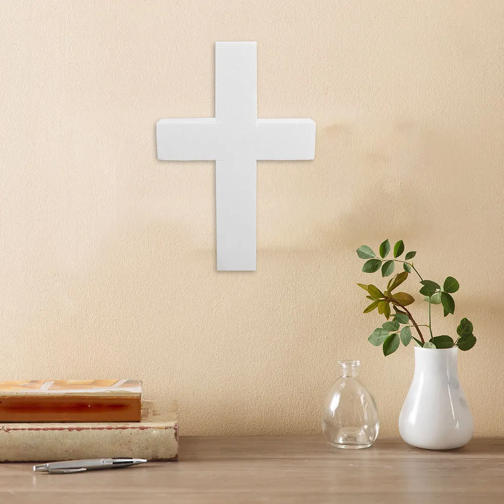 

2Pcs Sturdy Polystyrene Cross Ornaments Perfect for DIY Church Decorations First Communion Craft Kits Holiday Display Items