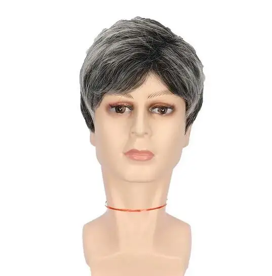 Men's Synthetic Wigs Short Aoki Grey Wig Layered Natural Fake Hair For Male Daily Wig Costume Halloween Heat Resistant