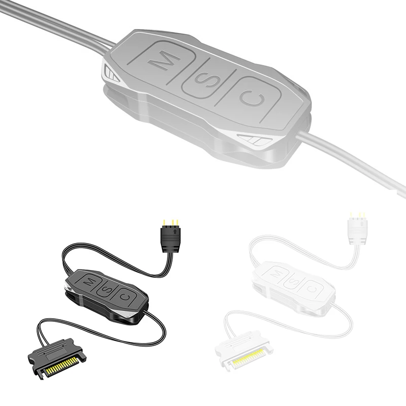 For Computer Cpu Case Cool Fan LED Light Radiator ARGB Controller 5V 3pin To SATA Power Supply Mini RGB Controller 3PIN Hub