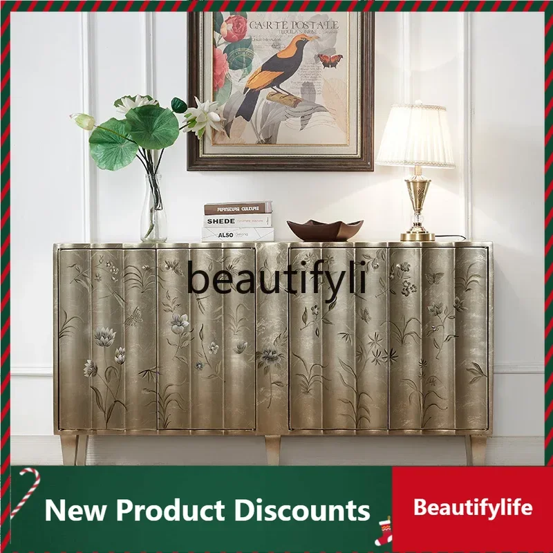 

Simple door partition cabinet light luxury solid wood shoe cabinet home villa storage living room dining side cabinet D80